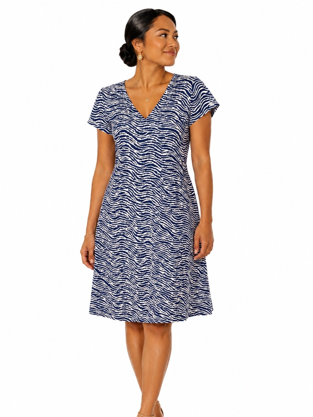 J. McLaughlin Blue & White Zebra Print Dress – Size Small